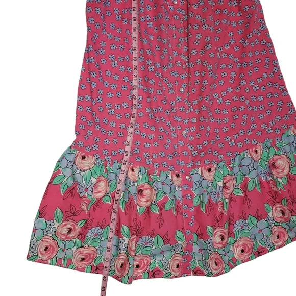 Vintage Kelly Reed Floral Print Patio Dress Sz M ? Pearl Snap Cottagecore Garden - Picture 11 of 14
